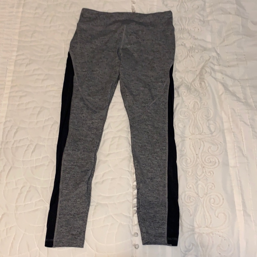 Forever 21 grey leggings with black mesh cutouts